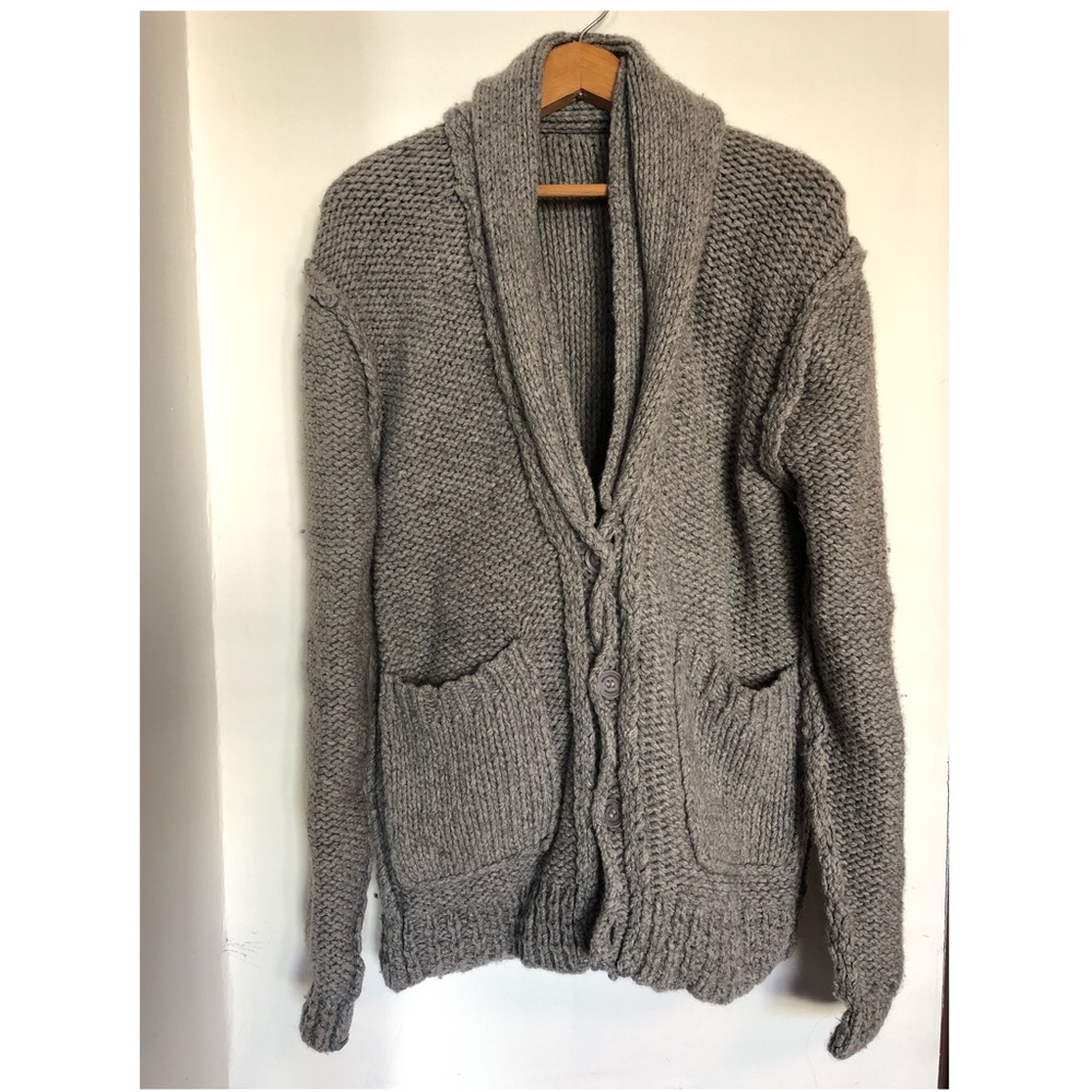 Men’s cable knit wool cardigan sweater